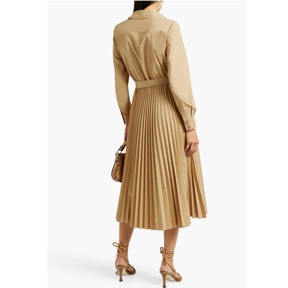 DEREK LAM 10 CROSBY Pleated belted taffeta midi shirt dress NEW - Picture 3 of 5
